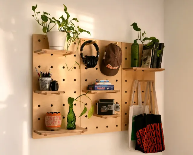 Gallery Pegboard bundle installed in a warm interior